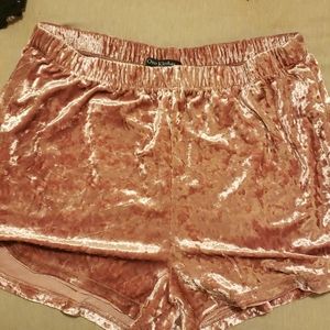 Pink velvet shorts